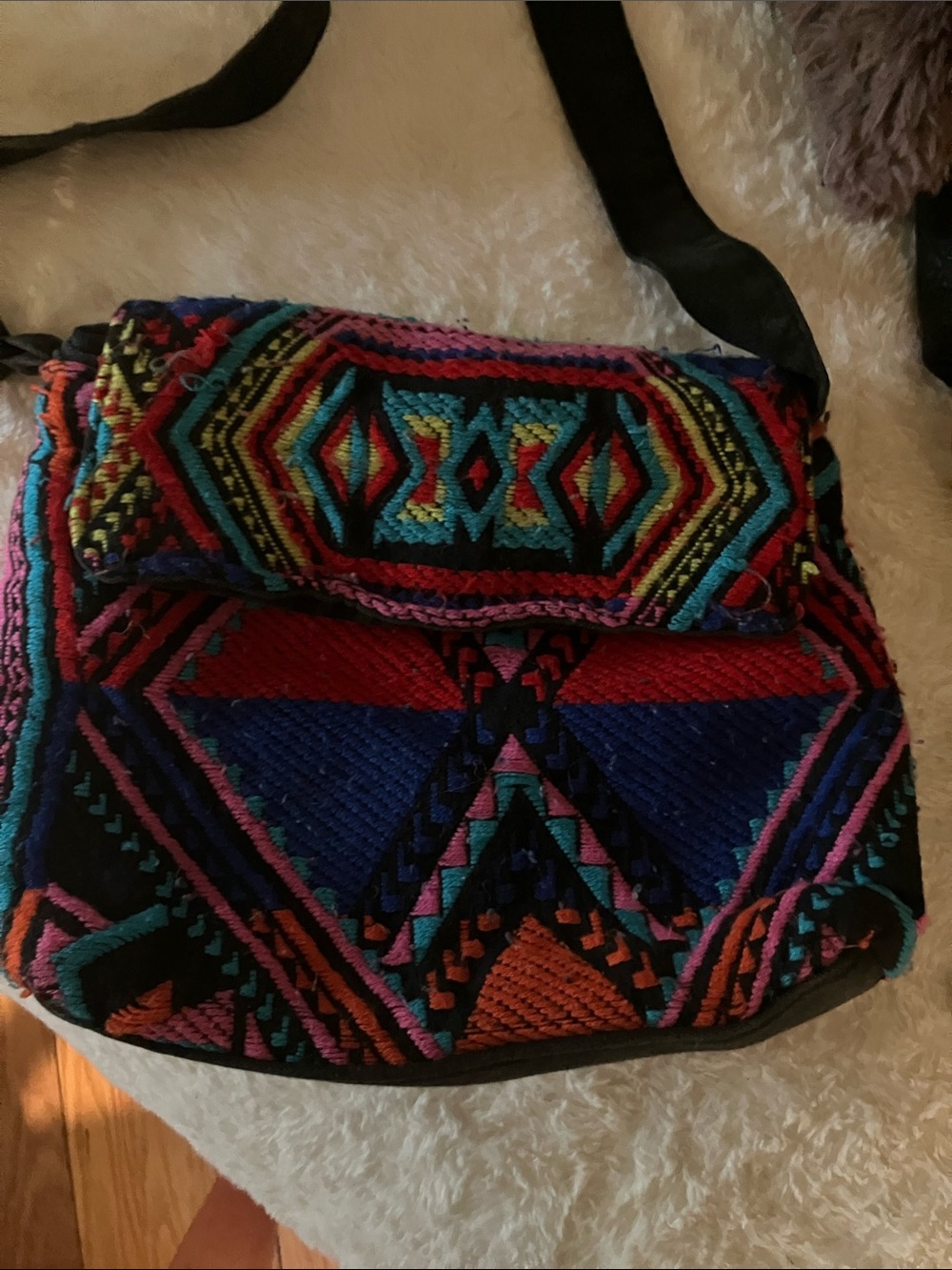 Colorful Geometric Woven Crossbody Bag - Multicolor